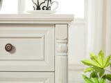Farmhouse Style 3 Drawer Sofa Side Table Charging Pedestal, Tall Rustic Wood Square Nightstand W2393P324436