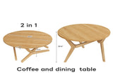 Round 2-in-1 Transformer Coffee Table with Adjustable Height, 16.5" for Coffee Table, 29.5" for N735P369877N