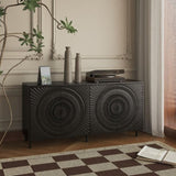 Modern Black Wood Sideboard Buffet Accent Bedroom Media Hallway Curio Kitchen Hutch Storage Cabinet W2263P207530