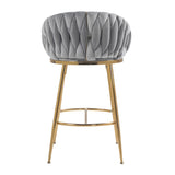 26'' Counter height bar stools Set of 2,velvet kitchen island counter bar stool with hand- wave W2215P147901
