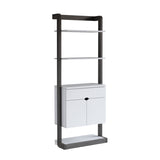 ZNTS Contemporary Bookcase Four Open Shelve One Drawer Two Cabinets with Open Shelve - White & Grey B107131398