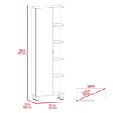 Black Wengue 5-Shelf Linen Cabinet with Mirror B06280255