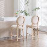 French Country 26'' Height Bar Chairs Set of 2, Upholstered Chairs with Round Back, Wire drawing and W3426P324574