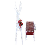 4ft Lighted Christmas Reindeer & Sleigh Outdoor Yard Decoration Set with LED Lights, Red & White 05667609