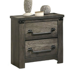 Farmhouse Rustic Gray Bedside Table Bedroom 1pc Nightstand English Front Antique Brass Color Drop B011P326198