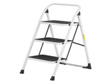 Home Use 3-Step Short Handrail Iron Ladder Black & White 46578400