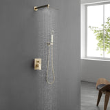 Brushed Gold System 10 Inch Bathroom Luxury Rain Mixer Combo Set Wall Mounted Rainfall W1932P197196