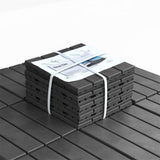 Patio Interlocking Deck Tiles, 12"x12" Square Composite Decking Tiles, Four Slat Plastic Outdoor W1859111967