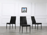 4pcs Elegant Dining Chairs with 6 Grids Decoration Backrest White Cushion Black 69161445