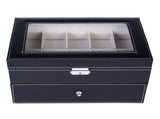 20 Compartments Dual Layers Elegant Wooden Watch Collection Box Black 74095307