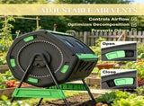 53 Gal Compost Bin Outdoor Dual Chamber Tumbling Composter with Adjustable Vents BPA Free Green 79464190