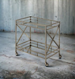 Kristensen Mirrored & Antique Gold Finish Serving Cart B2726P287299