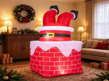 6.2FT Inflatable Christmas Santa Stuck in Chimney with Animated Kicking Legs & LED Lights, 08127773