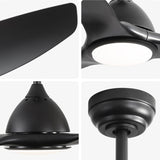 52 Inch Ceiling Fan with Light and 6-speed Remote Control 3 ABS Fan Blades Black for Bredoom Patio W934P211218