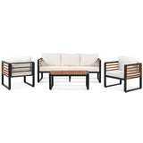 ZNTS Large Size 4-pieces Outdoor Furniture sofa for 5 Person Conversation Set, Garden Sofa Set With 71372370