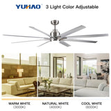 ZNTS Smart 72" Integrated LED Ceiling Fan with Silver Blades in Brushed Nickel Finish W1367121902