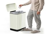 White 14 Gallons Pedal Trash Can with Soft Close Lid, Removable Inner Bucket & Detachable Wheels, 31799952