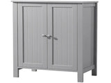 Grey painted MDF bathroom tall cabinet, double-door, vertical ribbed design, 23.6*11.8*31.5in 34325647