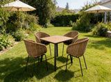 Square Patio Dining Table with Umbrella Hole, Heavy-Duty Iron Frame Wood-Plastic Composite Tabletop, W3990P466962