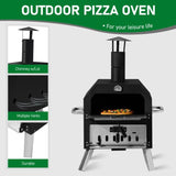 ZNTS Outdoor Pizza Oven Wood Fired 2-Layer Pizza Ovens Outside Pizza Maker with Stone, Removable Cooking 87975879