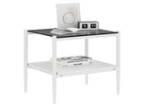 Set of 2 Rectangle End Table, Tempered Glass Tabletop with MDF layer, Modern Table for Living Room , W241P184250