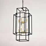 8-Light Metal Lantern Tiered Pendant Hanging Light Fixtures, Industrial Farmhouse Adjustable Height W1592P247755