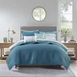 8 Piece Printed Seersucker Comforter and Quilt Set Collection Aqua King/Cal King B03597257