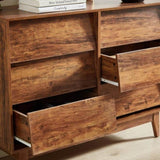 6 Drawer Double Dresser Features Vintage-style and Bevel Design W578132029