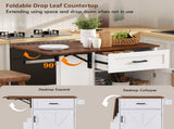 39.3" Farmhouse Kitchen Island with Drop Leaf, Kitchen Storage Island with Open Side Rack, One 44318455