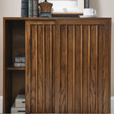 Mid Century Sideboard with 2 Sliding Door & Solid Wood Decorative Strips, Storage Cabinet for Living W1801P195658