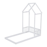 ZNTS Twin House-shaped Roof Headboard Floor Bed,,,White W504P145328