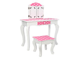 Three-Fold Mirror Single-Drawing Curved Foot Children Dressing Table Red Dots 86853983