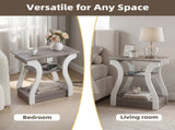 3-Tier End Table with Charging Station, Slim Side Table with USB Ports & Outlets, Modern Nightstand 69677062