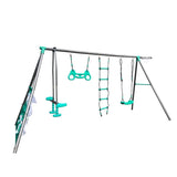 ZNTS XNS076 blackish green interesting four function swingset with face to face metal plastic safe swing W1711110906