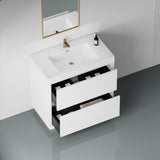 36" Freestanding Bathroom Vanity with Sink, Bathroom Storage Vanity Cabinet with Stone Resin W1573P211196