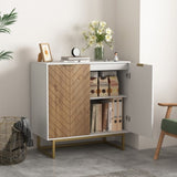 White and Gold Storage Cabinet 2 Doors, Modern Buffet Sideboard Cabinet, Kitchen Buffet Cabinet W409128108