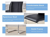 Luxury Simple Arch Chair - Set of 4 Black PU Material High Resilience Dining Chair with Arched Metal W1512P414523