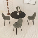 31.5" Black Round Dining Table, Tulip Table Kitchen Dining Table 2-4 People with MDF Table Top & W2189P303506
