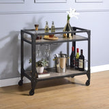 Rustic Oak and Charcoal 2-shelf Serving Cart B062P184580