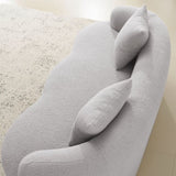 Grey Curved Loveseat Sofa with Round Armrest, Compression Couch with 2 Pillows, Cream Couch for W3612P332453