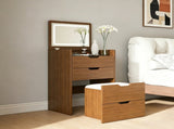 3-in-1 Vanity Desk with Lighted Mirror & Stool, Flip Top Makeup Dressing Table, Compact Storage for 70547750