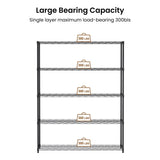 ZNTS 5 tiers of heavy-duty adjustable shelving and racking with a 300 lb. weight capacity per wire shelf W1668P162573