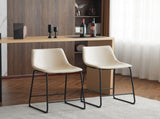 (Set of 2) Vintage Style 24-Inch Armless Industrial Faux Leather Counter Stool with Metal Legs and N780P170743C