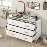 Elegant High Gloss Dresser with Metal Handle,Mirrored Storage Cabinet with 6 Drawers for N733P205355K