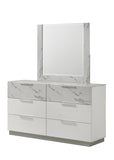 Mist Mirror Two-Tone High-Gloss Marble & Lacquer Frame with Oversized Reflective Surface G150108675