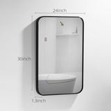 ZNTS 24*30inch Mirror Hangs Horizontally or Vertically Black Metal Framed Bathroom Mirror W1355133658