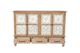 59.06" Chic Natural Wood Accent Cabinet, 4 Doord 3 drawers Sideboard Buffet with Adjustable Shelves, W2295P290643