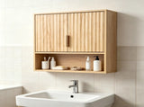 2-Door 3-Tier Slatted Bathroom Wall Cabinet 24.49"*22.83"*8.07 Oak 35998404