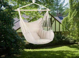 Distinctive Cotton Canvas Hanging Rope Chair with Pillows Beige 62938051