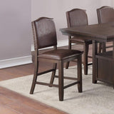 ZNTS Classic Design Rustic Espresso Finish Faux Leather Set of 2pc High Chairs Dining Room Furniture B011P160104